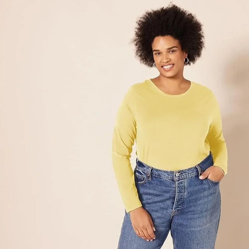 AMAZON ESSENTIALS WOMENS REGULAR FIT LONG SLEEVE CREWNECK T-SHIRT MEDIUM NWT - Picture 4 of 5